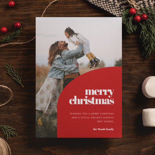 Cartes Pour Fêtes Annuelles Retro Red Arch Design Joyeux Noël Photo