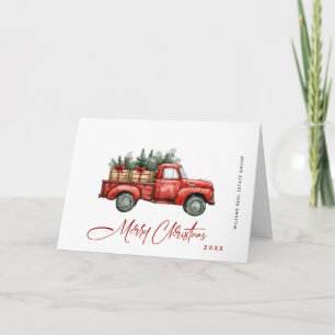 Cartes Pour Fêtes Annuelles Retro Red Farm Truck Accueil de Noël d'entreprise