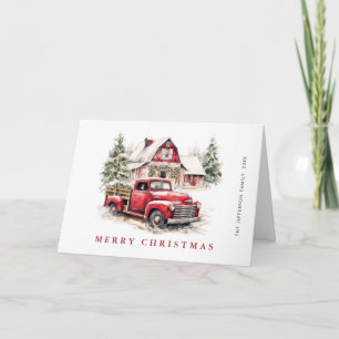 Cartes Pour Fêtes Annuelles Retro Red Farm Truck Country Noël Salutation