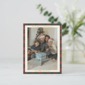 Cartes Pour Fêtes Annuelles Retro Red Gingham Plaid Custom Photo Christmas (Debout devant)