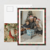 Cartes Pour Fêtes Annuelles Retro Red Gingham Plaid Custom Photo Christmas (Devant / Derrière)