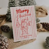 Cartes Pour Fêtes Annuelles Retro Red Père Noël Champagne Noël Non Photo