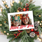 Cartes Pour Fêtes Annuelles Retro Red Script Happy New Year One Photo