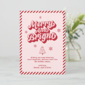 Cartes Pour Fêtes Annuelles Retro rose moderne Joyeux et Noël lumineux (Debout devant)