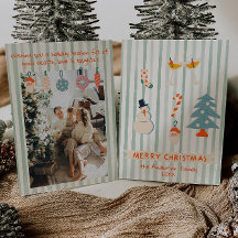 Retro Rouge Vert Illustré Colorful Noël amusant