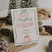 Cartes Pour Fêtes Annuelles Retro Rouge vert main écrite Joyeux Noël tiré