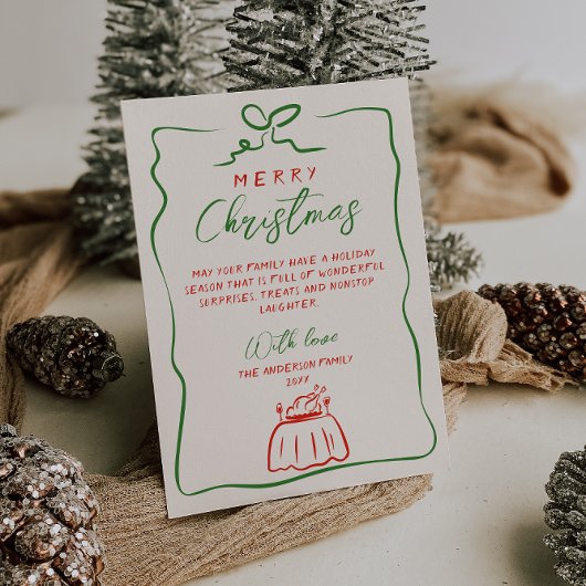 Cartes Pour Fêtes Annuelles Retro Rouge vert main écrite Joyeux Noël tiré