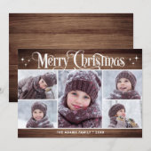 Cartes Pour Fêtes Annuelles Retro Rustic Christmas 5 PHOTOS Salutations (Devant / Derrière)