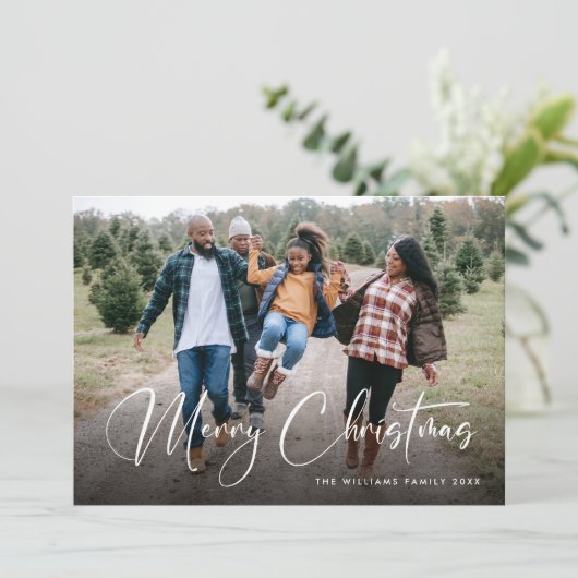 Cartes Pour Fêtes Annuelles Retro Sage Vert Noël Plaid Tartan Photo (Debout devant)