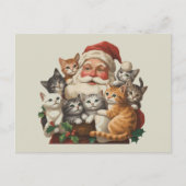 Cartes Pour Fêtes Annuelles Retro Santa Claus & Kittens Noël hiver 90s (Devant)