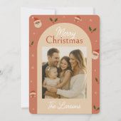 Cartes Pour Fêtes Annuelles Retro Santa & Holly Arch Christmas Card (Devant)