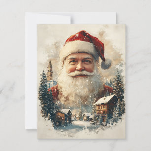 Cartes Pour Fêtes Annuelles Rétro Simple Noël Vintage Père Noël