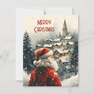 Cartes Pour Fêtes Annuelles Rétro Simple Vintage Noël Père Noël