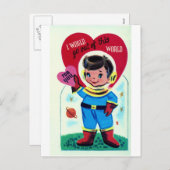 Cartes Pour Fêtes Annuelles Retro Space Valentine (Devant / Derrière)