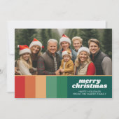 Cartes Pour Fêtes Annuelles Retro Stripes - Photo - Joyeux Noël Line Art (Devant)