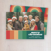 Cartes Pour Fêtes Annuelles Retro Stripes - Photo - Joyeux Noël Line Art