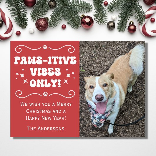 Cartes Pour Fêtes Annuelles Retro Super Paws Réception Chien mignon photo Noël