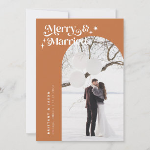Cartes Pour Fêtes Annuelles Retro Terracotta Merry & Married Photo Holiday