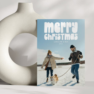 Cartes Pour Fêtes Annuelles Retro Typographie Photo Joyeux Noël