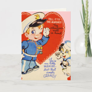 Cartes Pour Fêtes Annuelles Retro US Military Valentine's Day Kids Card