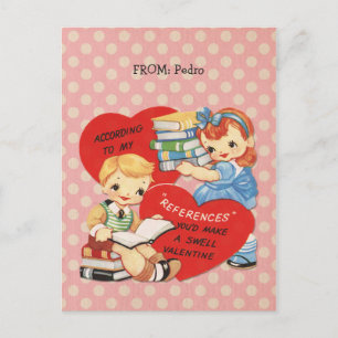 Cartes Pour Fêtes Annuelles Retro Valentines Day Kids Livres Pois rose