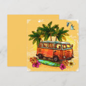 Cartes Pour Fêtes Annuelles Retro Van (Devant / Derrière)