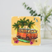 Cartes Pour Fêtes Annuelles Retro Van (Debout devant)