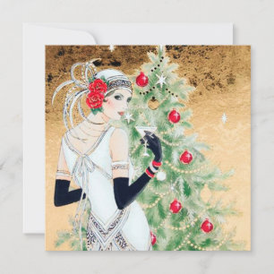 Cartes Pour Fêtes Annuelles retro vintage art déco lady ajouter un message