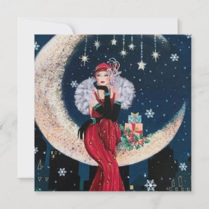 Cartes Pour Fêtes Annuelles retro vintage art déco lady ajouter un message