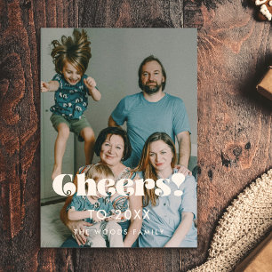 Cartes Pour Fêtes Annuelles Retro vintage Cheers à la photo du Nouvel An 2025