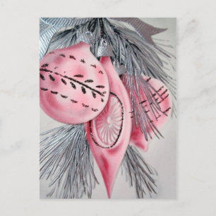 Cartes Pour Fêtes Annuelles Retro Vintage Christmas bulbs Holiday postcard