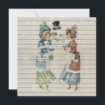 Cartes Pour Fêtes Annuelles Retro | Vintage Happy Snowman Avec Dames<br><div class="desc">Carte de voeux Retro / Vintage Noël. Souhaitez-vous à tous un Joyeux Noël et Bonne Année!</div>