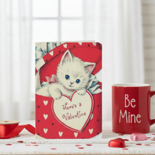 Cartes Pour Fêtes Annuelles Rétro Vintage Mignon Chat Personnalisé Saint-Valen