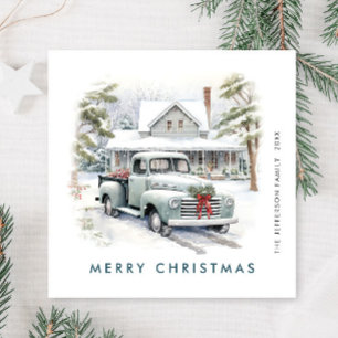 Cartes Pour Fêtes Annuelles Rétro Vintage Noël Ferme Camion Salutation