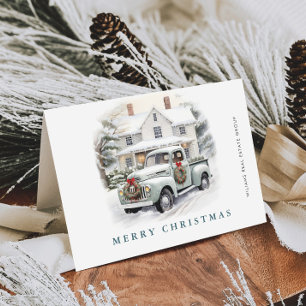 Cartes Pour Fêtes Annuelles Retro Vintage Sage Farm Truck Christmas Corporate