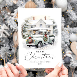 Cartes Pour Fêtes Annuelles Retro Vintage Sage Farm Truck Christmas Corporate