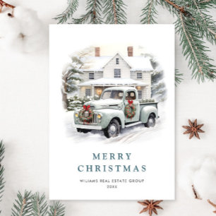 Cartes Pour Fêtes Annuelles Retro Vintage Sage Farm Truck Christmas Corporate