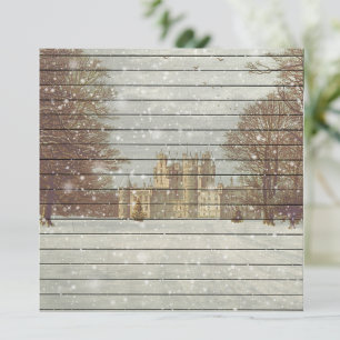 Cartes Pour Fêtes Annuelles Retro Vintage Snowy Winter Castle Scenery
