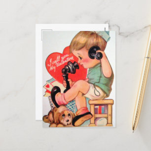 Cartes Pour Fêtes Annuelles retro vintage Valentine garçon