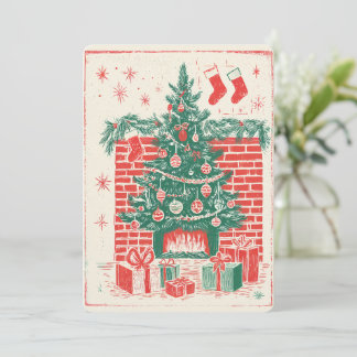 Cartes Pour Fêtes Annuelles .Retro Watercolor Christmas Card