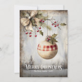 Cartes Pour Fêtes Annuelles Retro Watercolor Red White Vintage Wreath Xmas  (Devant)