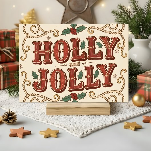 Cartes Pour Fêtes Annuelles Retro Western Holly Jolly Christmas