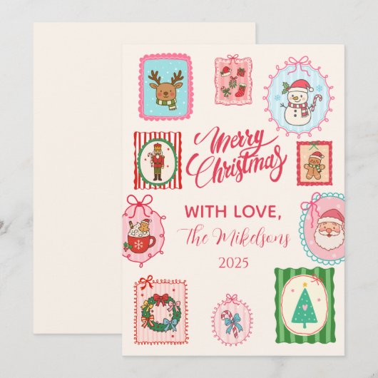 Cartes Pour Fêtes Annuelles Retro Whimsical Christmas (Devant / Derrière)