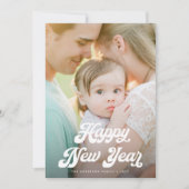 Cartes Pour Fêtes Annuelles Retro White Script Happy New Year One Photo (Devant)