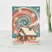 Cartes Pour Fêtes Annuelles Retro Winter Cabin Blizzard Christmas (Devant)