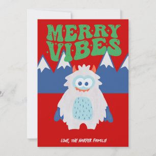 Cartes Pour Fêtes Annuelles Retro Yeti Whimsical Kids Pas de photo