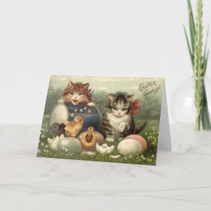 Cartes Pour Fêtes Annuelles Rétros chatons victoriens vintages Pâques de chats