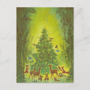 Cartes Pour Fêtes Annuelles Réunion de vœux de Noël autour d'un arbre_1950