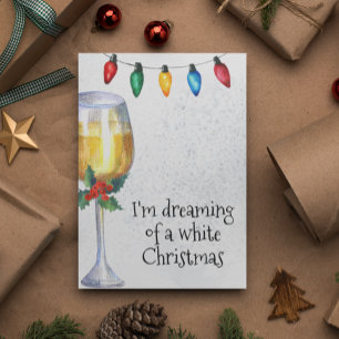 Cartes Pour Fêtes Annuelles Rêvant d'un Amoureux du Vin de Noël Blanc