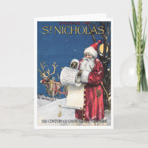 CARTES POUR FÊTES ANNUELLES RÉVEILLON DE NOËL SAINT-NICOLAS "VÉRIFIANT SA